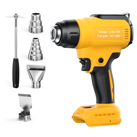 Heat Gun Cordless for Dewalt 20V Battery, 350W,Fast Heating Soldering Hot Air Gun 122-1022 Variable Temperature Control LED Light, with 4pcs Nozzles&Scraper for Crafts, ,Shrink Wrap(NO battery