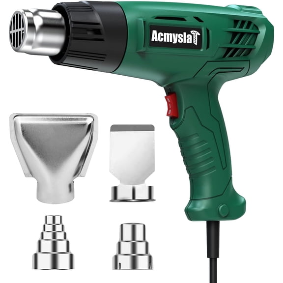 Heat Gun, Heavy Duty Hot Air Gun Kit Dual Temperature Settings 572~932 (300-500), Overload Protection with 4 Nozzles for Crafts, Shrink Wrapping/Tubing, Paint Removing, Epoxy Resin