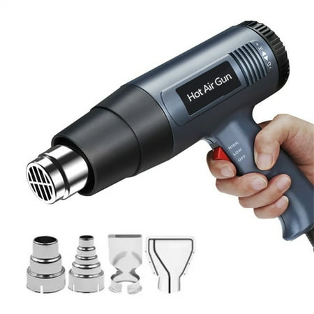 Heat Gun Kit, 2000W Hot Air Gun with Stepless Temperature Adjustment 120? to 1200?, 5 Nozzles for DIY Shrink PVC Tubing/Wrapping/Crafts