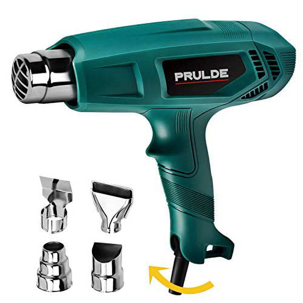 PRULDE Heat Gun, Variable Temperature Settings 122℉~1202℉ Fast Heat Hot Air  Gun with 6.56Ft UL Cord for Vinyl Wrap, Crafts, Shrink Tubing/Wrapping