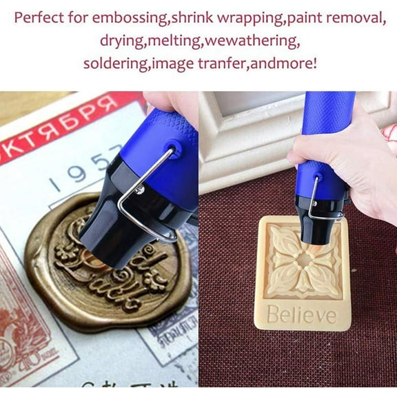 Heat Gun for Epoxy Resin, Portable Handheld Electric Heatgun for DIY Craft Embossing, Shrink Wrapping PVC, Drying Paint, Clay, Rubber Stamp, Blue