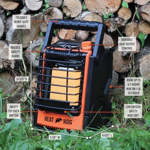 Heat Hog 9,000 BTU Indoor/Outdoor Portable Propane Heater for Garage, Camping, Hunting, Outdooor Sports, Fishing, Boating or RVs