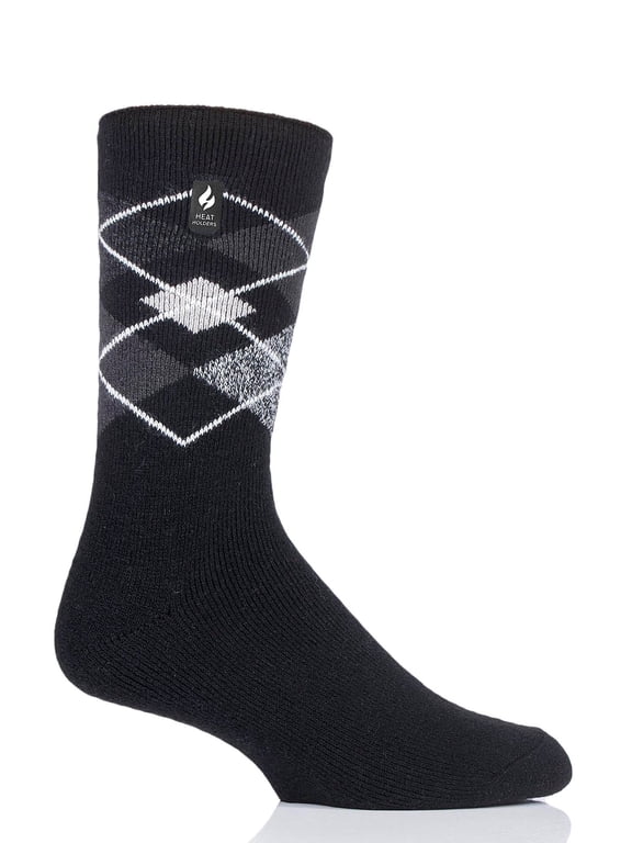 Heat Holder Men's Swift LITE Argyle Crew Socks| Warm + Soft, Hiking, Cabin, Cozy at Home Socks | 5X Warmer Than Cotton Socks