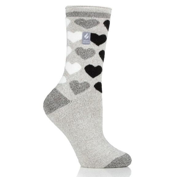 Heat Holder Women's Jennifer LITE Heart Crew Socks| Warm   Soft, Hiking, Cabin, Cozy at Home Socks | 5X Warmer Than Cotton Socks
