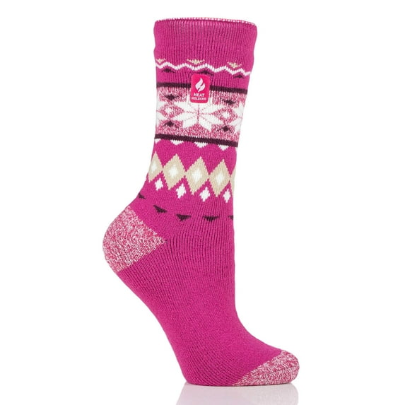 Heat Holder Women's Melissa LITE Fairisle Crew Socks| Warm + Soft, Hiking, Cabin, Cozy at Home Socks | 5X Warmer Than Cotton Socks