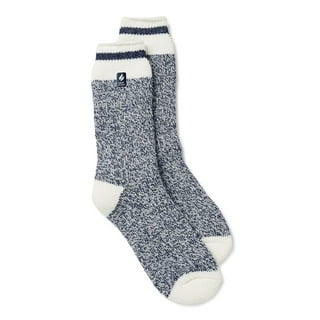 Heat Holder Men's Cream Block Twist LITE Socks| Warm + Soft, Hiking, Cabin,  Cozy at Home Socks | 5X Warmer Than Cotton Socks