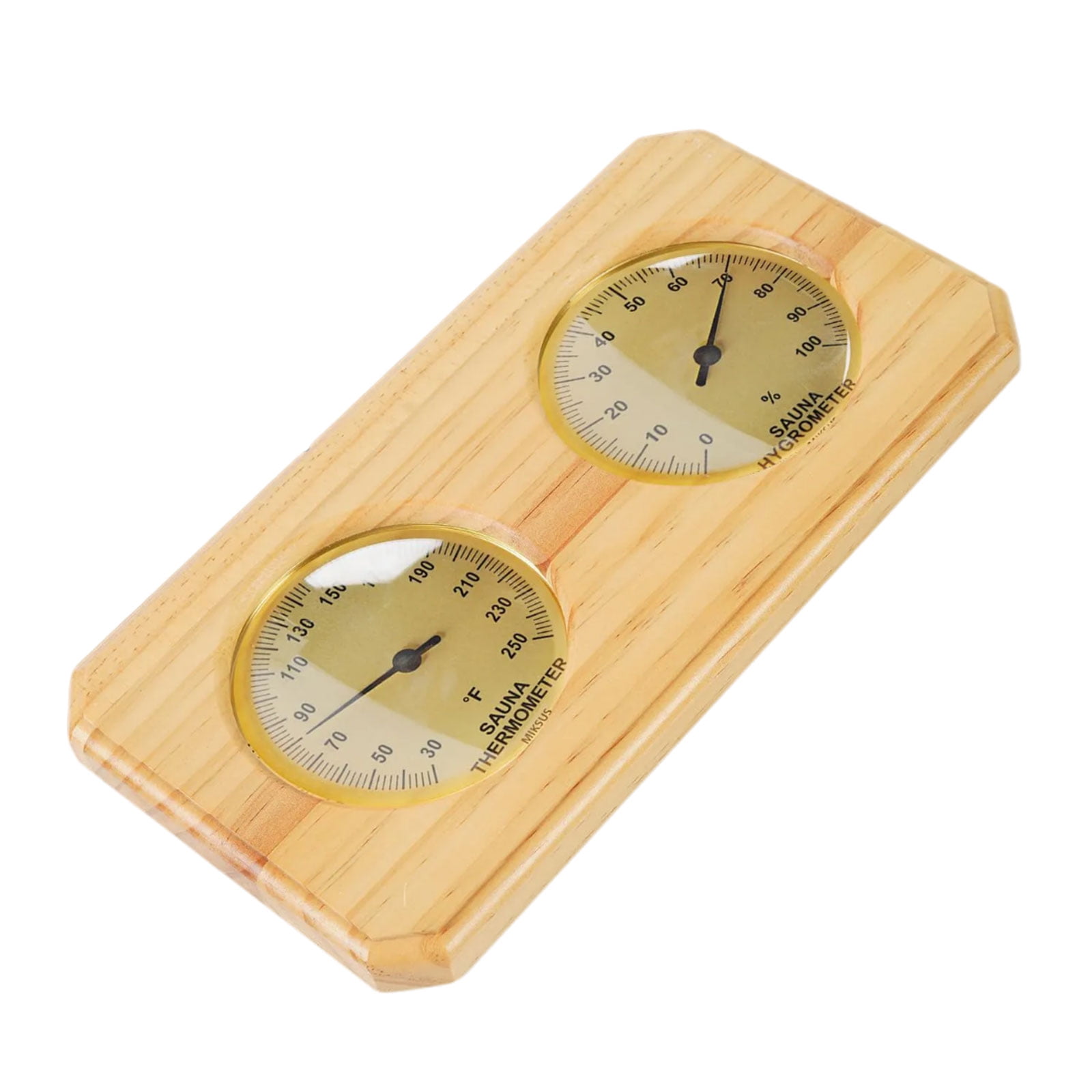 Heat Immune Wooden Hygrometer Thermograph Combo Horizontal Plan °F Reading For Steambath Bathroom