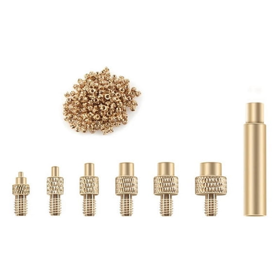 Heat Insert Nut Iron Tip M2-M8 Brass Thread Embedded Kit Heat Insertion Tool with M3 Nut for 3D Printer Soldering Iron,7 x Heat Insert Nut Iron Tip 100 x M3 nut,Gold