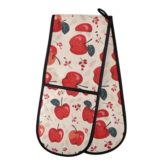 Heat-Insulating Gloves Two-Way Gloves Double Mitt Oven Mitts Suitable for Kitchen Ovens and Microwave Ovens Apple