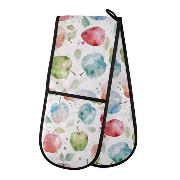 Heat-Insulating Gloves Two-Way Gloves Double Mitt Oven Mitts Suitable for Kitchen Ovens and Microwave Ovens Big Coloured Apple