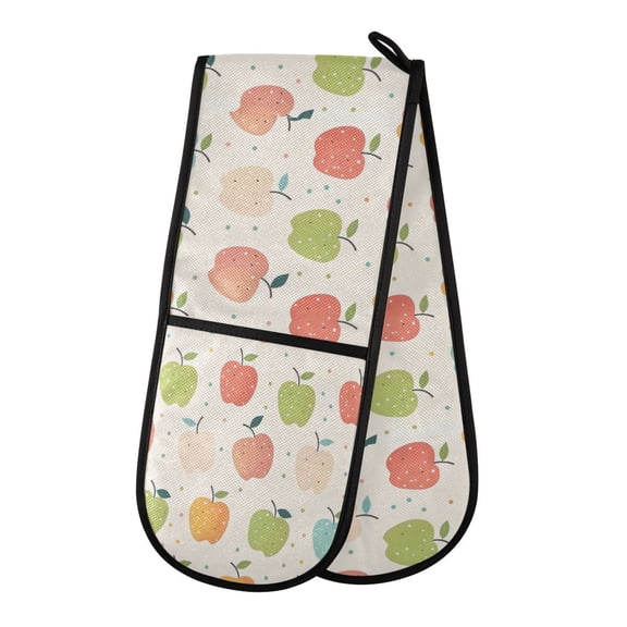 Heat-Insulating Gloves Two-Way Gloves Double Mitt Oven Mitts Suitable for Kitchen Ovens and Microwave Ovens Coloured Apple