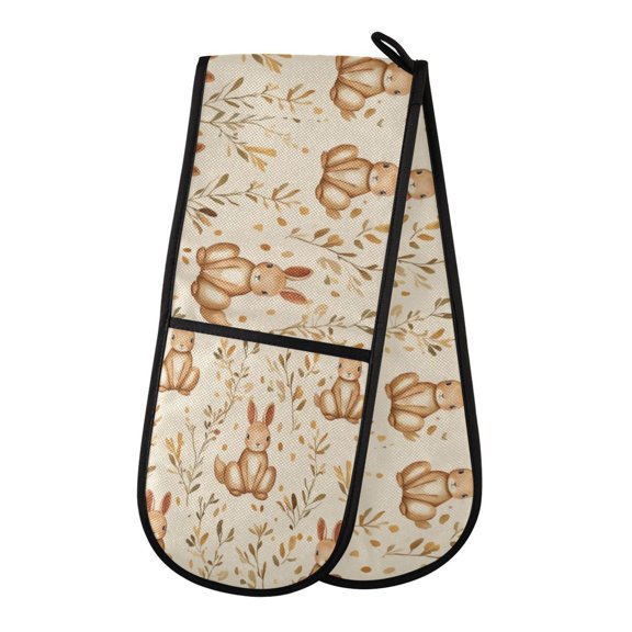 Heat-Insulating Gloves Two-Way Gloves Double Mitt Oven Mitts Suitable for Kitchen Ovens and Microwave Ovens Cute Kangaroo