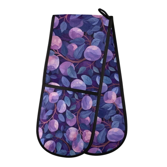 Heat-Insulating Gloves Two-Way Gloves Double Mitt Oven Mitts Suitable for Kitchen Ovens and Microwave Ovens Large Purple Plum