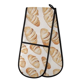 Heat-Insulating Gloves Two-Way Gloves Double Mitt Oven Mitts Suitable for Kitchen Ovens and Microwave Ovens Lovely Bread