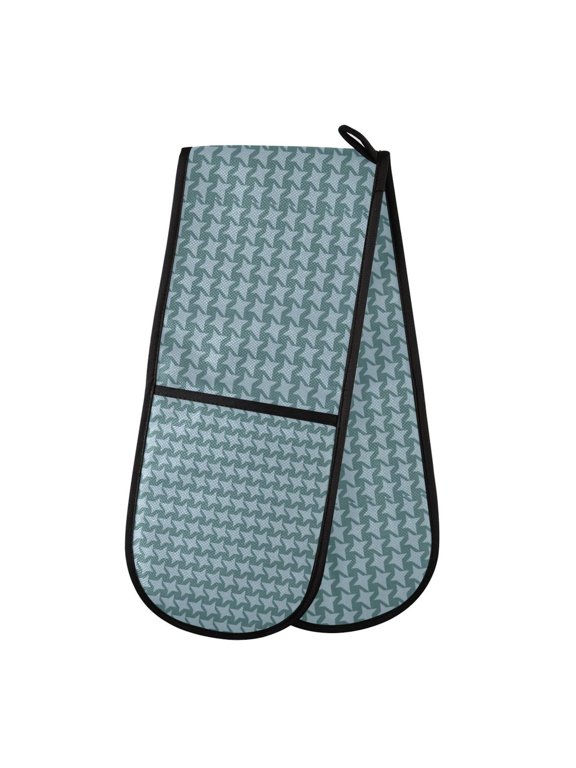 Heat-Insulating Gloves Two-Way Gloves Double Mitt Oven Mitts Suitable for Kitchen Ovens and Microwave Ovens Neutral Houndstooth Motif