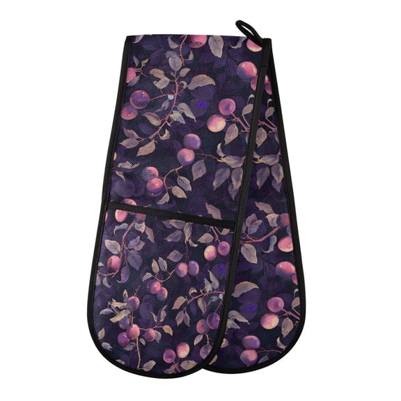 Heat-Insulating Gloves Two-Way Gloves Double Mitt Oven Mitts Suitable for Kitchen Ovens and Microwave Ovens Purple Plum