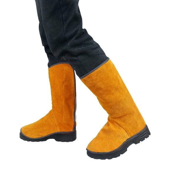 Heat Insulation Leather Welding Spats Adjustable Boot Covers Shoe Protectors for Anti Scald Protective Industrial Use