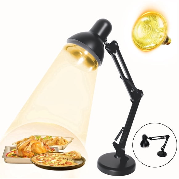 Heat Lamp for Food, Foldable Food Heating Lamp with 720 Adjustable Stand, Portable Food Warmer Lamps for Catering Buffet Restaurant Parties Pizza Chicken Fries 120V 60Hz LEEVOT