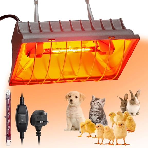 Heat Lamp For Chicks, 175W Brooder Heater With High/Low Switch, Infrared Heat Lamp With Adjustable Hanging Height For Poultry, Reptiles, Pets