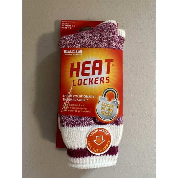 Heat Lockers Thermal Sock 7x Warmer, 1 Pair - Berry - Mens 4-8 Womens 5-9 -