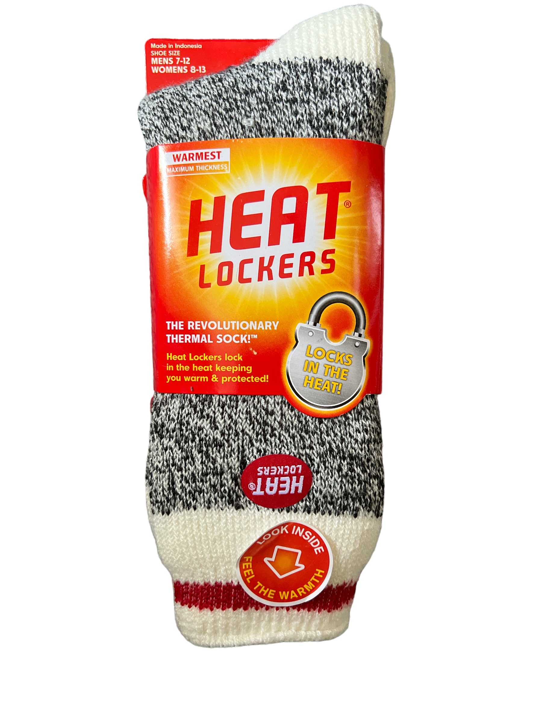 Heat Lockers Thermal Sock Maximum Thickness, 1 Pair - Mens 7-12 Womens 8-13 -