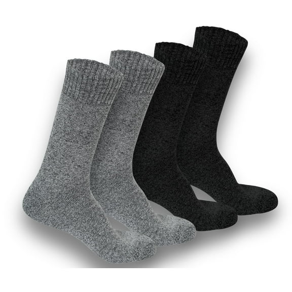 Heat Logic 2-Pack Thermal Socks, Warm, Cozy and Insulated Winter Socks For Men (Black/Black-Grey Marled)