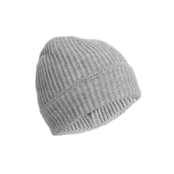 Heat Logic Men's Faux Fur-Lined Rib Cuff Beanie with Tipping, Warm Winter Hat (Grey)