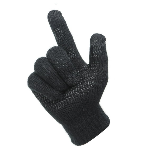 Heat Logic Unisex Lined Gripper Glove with Touchscreen-Compatible - Winter Gloves for Men and Women - L/XL (Black)