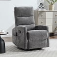 thumbnail image 1 of Heat Massage Manual Recliner Chair with 360 Degree Swivel Rocker and Lumbar Support in Soft Fabric for Living Room, Grey, 1 of 7