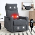 thumbnail image 1 of Heat Massage Manual Recliner Chair with Rocker and Swivel in Fabric for Living Room, Light Grey, 1 of 19