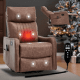 thumbnail image 1 of Heat Massage Recliner Chair with 360° Swivel & Rocker, Manual Recliner with Lumbar Heat - Perfect Christmas Gift, Thanksgiving Gift for Living Room, Faux Leather, Brown, 1 of 11