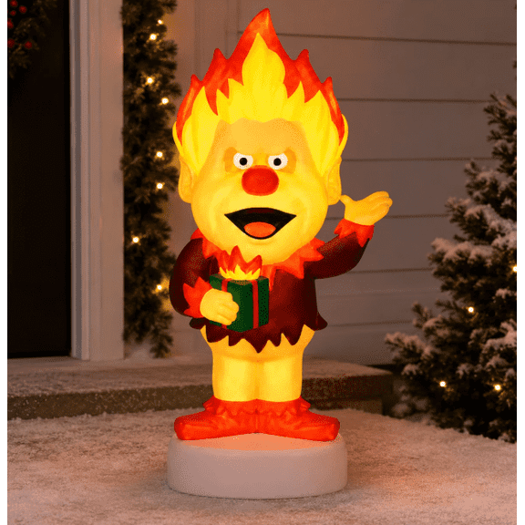 Heat Miser LED Lighted Blow Mold Tabletop Christmas Decor Festive Lighted Holiday Character Decoration for Entry Table, Bookshelf, Desk and Party Setup