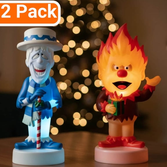 Heat Miser And Snow Miser Blow Mold Christmas Ornament - 12 Inch Light Up 2026 Christmas Figure,Classic Holiday Glowing Decor Statue,Christmas In July Table Centerpieces Outdoor Decor,2 Pack