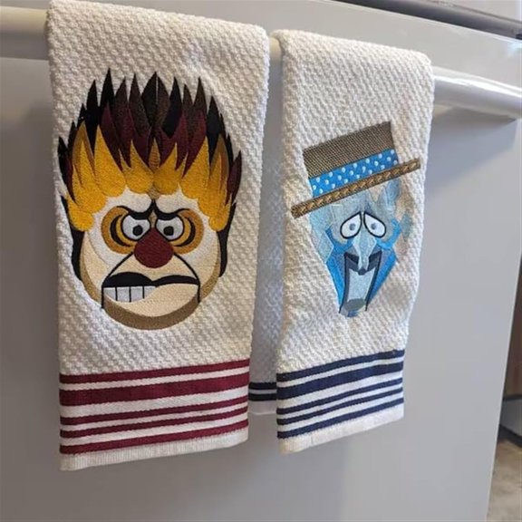Heat Miser Snow Miser Christmas Towel Embroidered Decorative Large Cotton Hand Towels Bathroom Set Fancy Small Bath Microfiber Thick Soft Face Gym Hair Wrap Turban Hand Towels Washcloths(Set of 2)