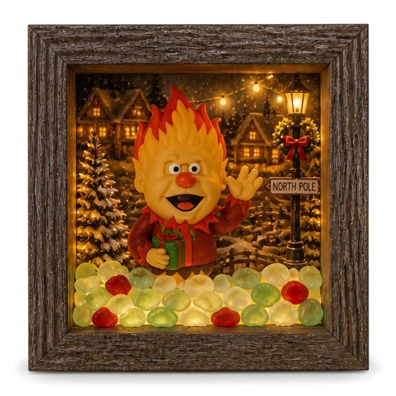 Heat Miser & Snow Miser shadow box with lights ,Heat Miser Decor Ambient Lamp,lighthouse night light for Christmas Decor