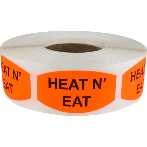 Heat N' Eat Grocery Store Food Labels .75 x 1.375 Inch Oval Shape 500 Total Adhesive Stickers