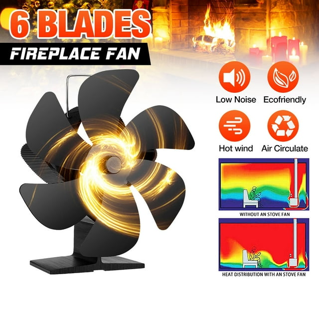Heat Powered Stove Fan, 6 Blades AutoSensing Fireplace Fan for Wood