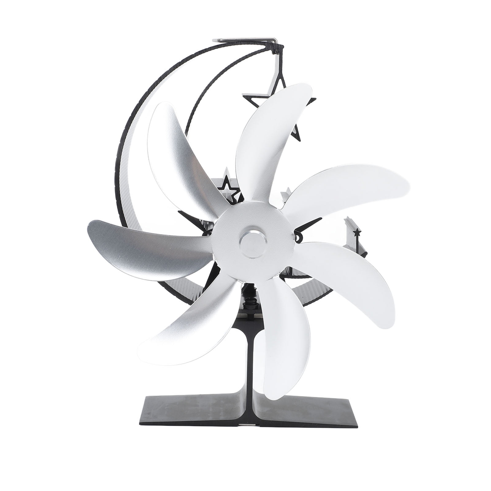 Heat Powered Stove Fan 7 Blade Moon Model Silent Operation Circulating