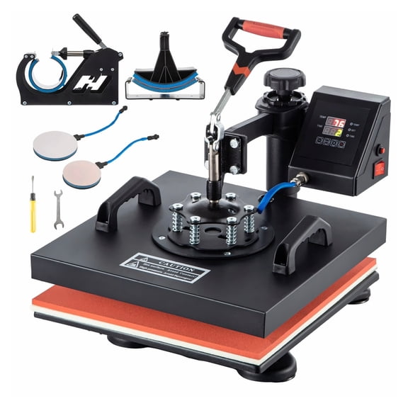 Heat Press 5 in 1, 15x15 Inch Machine - Multifunctional Sublimation Press for T-Shirts, Hats, Mugs, Plates with Digital Control