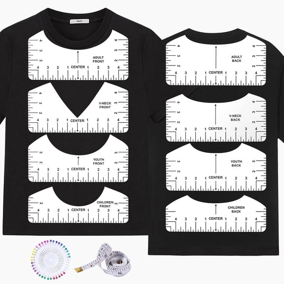 Heat Press Alignment Tool Guide for Vinyl Placement, 10 Pcs T-Shirt Ruler