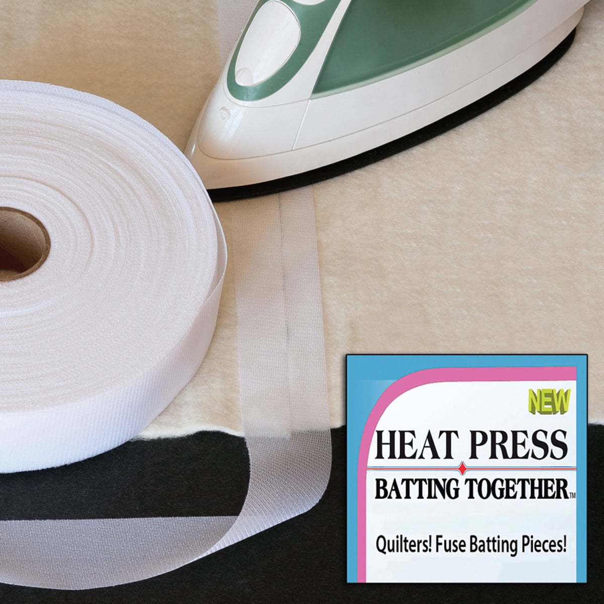 Heat Press Batting Together, 11/2" x 100 yds, White