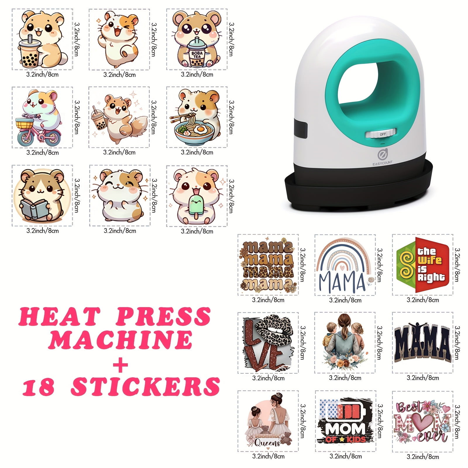 Heat Press Knob Types Mini Heat Press Machine, Small Heat Press Portable Iron Press Machine for T Shirts, Hats Heating Transfer Projects