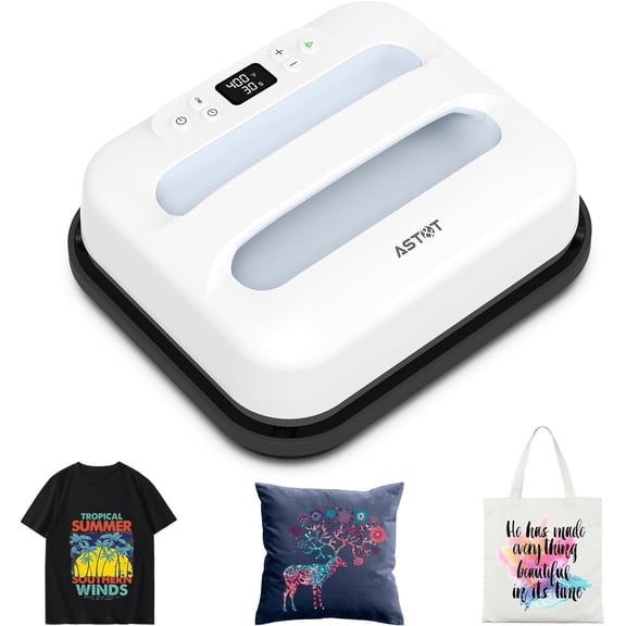Heat Press Machine 12" x 10" Portable & Easy Heat Press for T-Shirts, Pillows, Tote Bags & White (Heat Press)