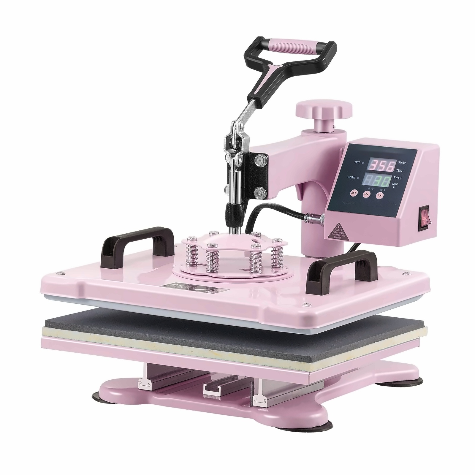 Heat Press Machine 12x15, 5 in 1 with 30oz Tumbler Press - T-Shirts, Mugs, Hats, Pink