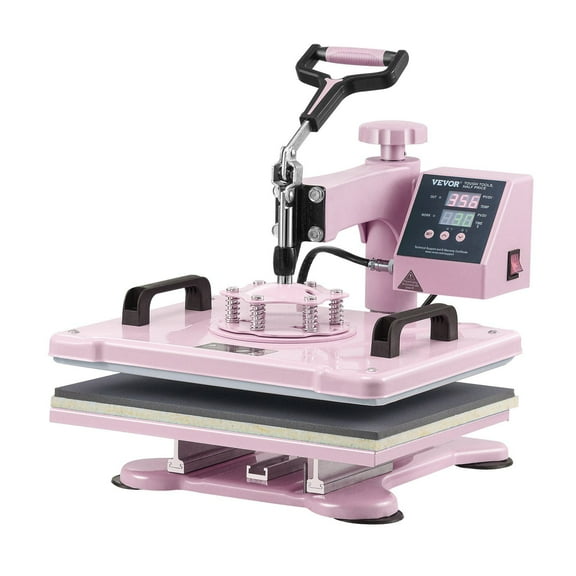 Heat Press Machine 12x15 Inches 5 in 1 Combo with 30oz Tumbler Press for T-Shirts, Pink DIY Sublimation & Custom Printing