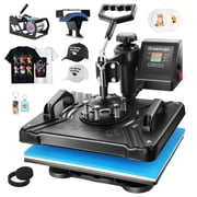 Adnoom Heat Press Machine 15x12 Combo, 5-in-1 Digital Multifunctional Heat Transfer Machine, 360 Swing Away, Dual-Tube Heating Sublimation Machine for T-Shirt Hat Cap Plate
