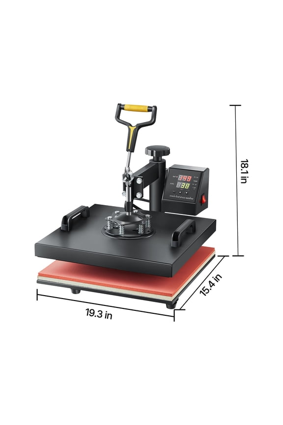 Heat Press Machine,15x15",2 in 1 Heat Transfer Machine with Hat Press,360 Swing Away T-Shirt Pressing,Digital Precise Control,Fast Even Heating for T-Shirts/Hats/Caps,Black