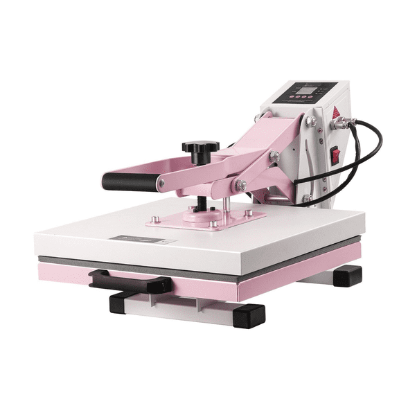 Heat Press Machine 15x15, Digital Heat Transfer Press, Slide Out Design, Pink, for T-Shirts, Pillows & Bags - Fast Even Heating, Adjustable Settings