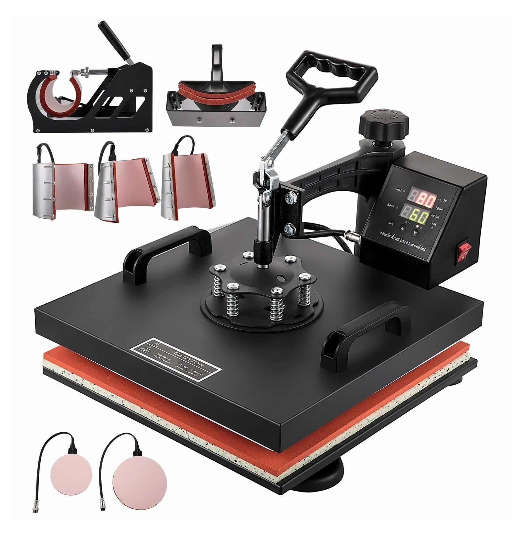 Heat Press Machine 15x15 Inch 8-in-1 Multifunctional Sublimation Heat Transfer Press for T-Shirts, Hats, Mugs, Plates - Digital Control