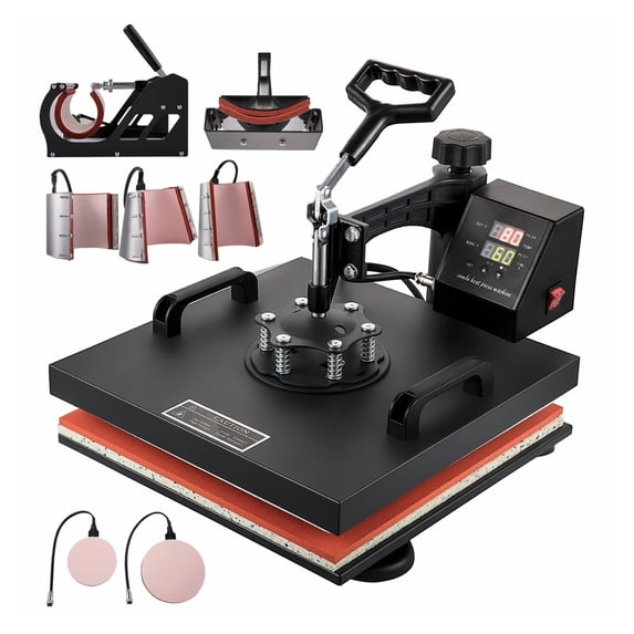 Heat Press Machine 15x15 Inch 8-in-1 Multifunctional Sublimation Transfer Press for T-Shirts, Hats, Mugs, Plates - Digital Control, Swing Away